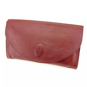 Cartier clutch bag mast line Bordeaux Women Men Authentic